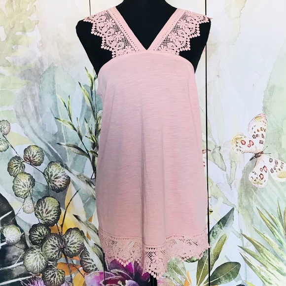 🎀Papaya Cotton Laced Size 14 (Large) Beige Cream Color Tank Top - Picture 2 of 10